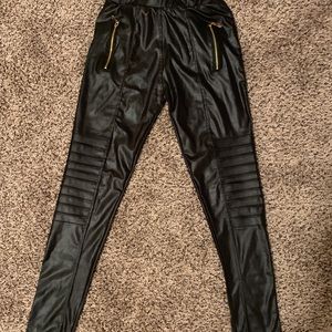 Faux leather tights